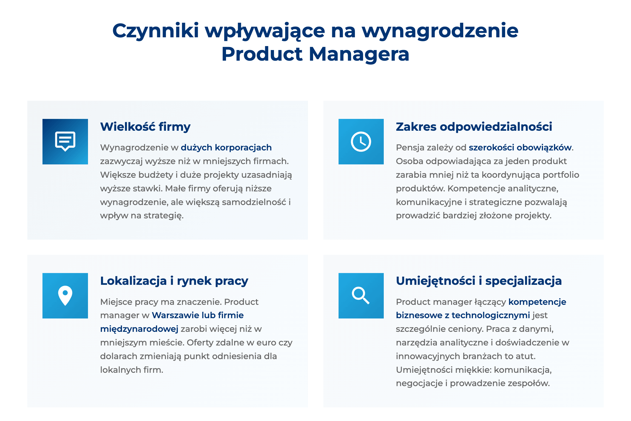 infografika przedstawiaj&#261;ca czynniki wp&#322;ywaj&#261;ce na wynagrodzenie product managera