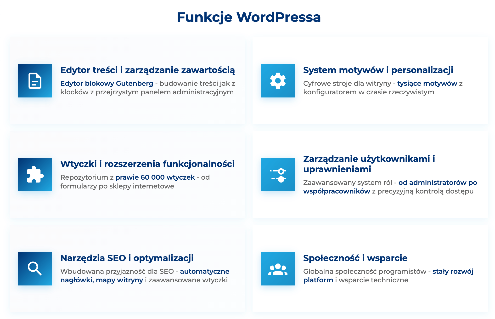 infografika przedstawiająca funkcje wordpressa