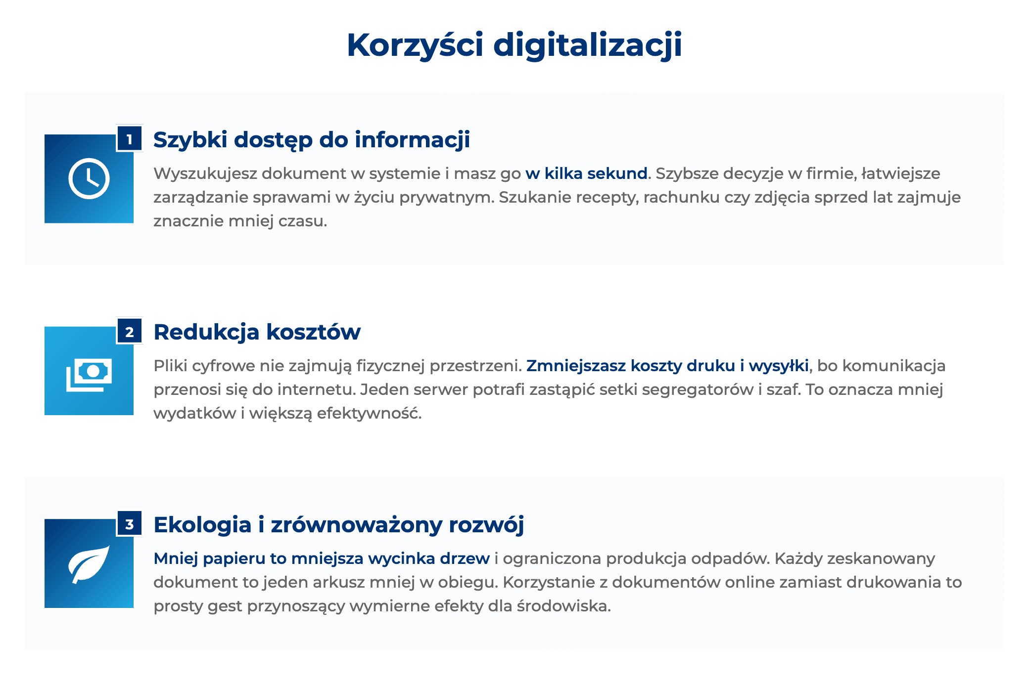 infografika przedstawiająca korzyści z digitalizacji