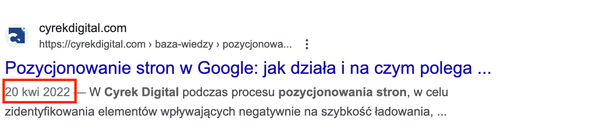 wyniki wyszukiwania, czas publikacji