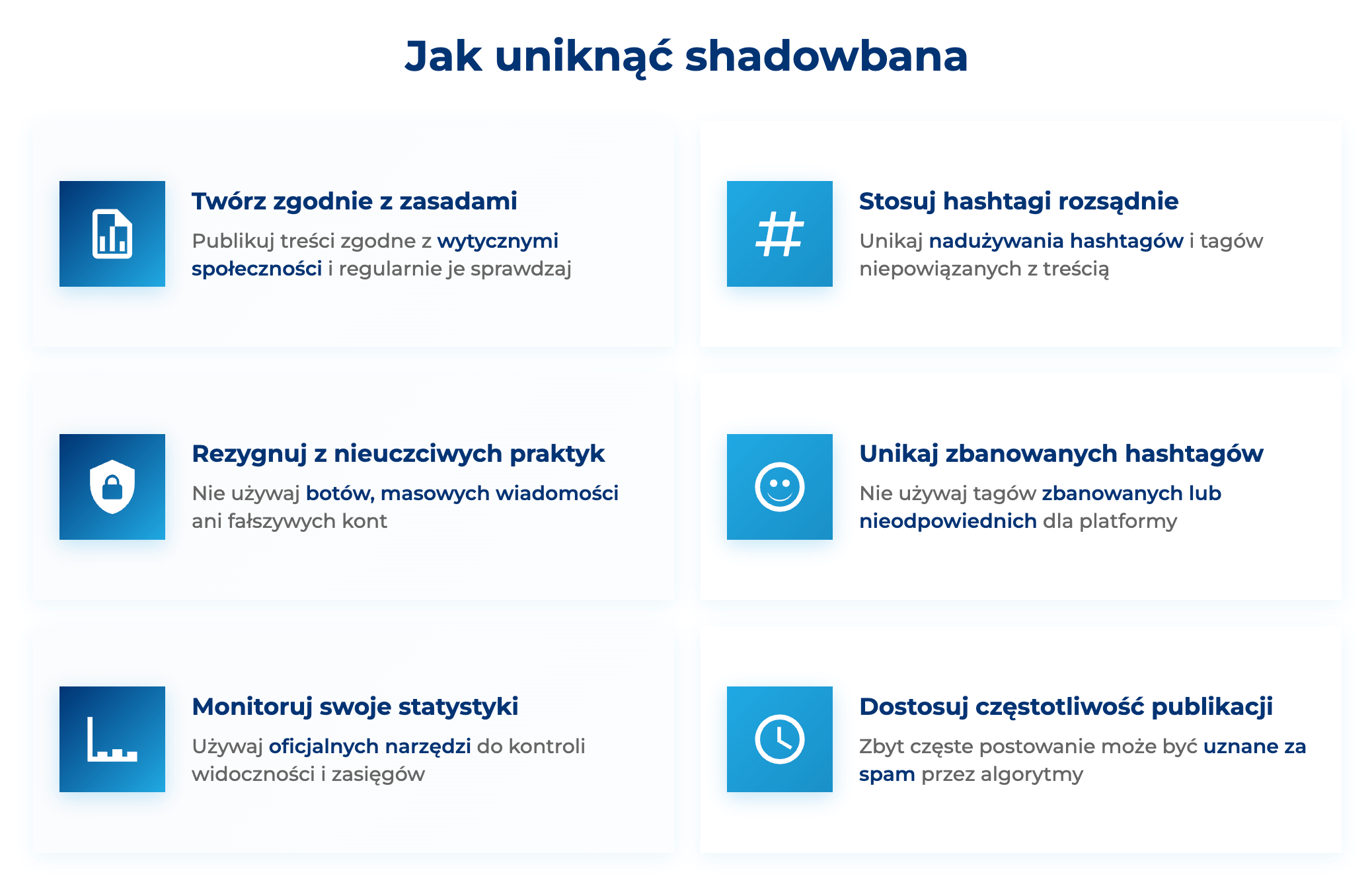 infografika przedstawiająca, jak uniknąć shadowbana