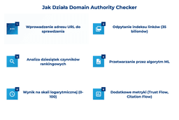infografika przedstawiająca, jak działa domain authority checker