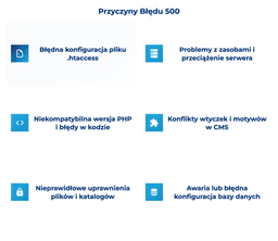 infografika przedstawiająca przyczyny błędu 500
