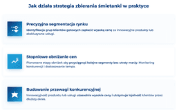 infografika przedstawiająca, jak działa strategia zbierania śmietanki w praktyce