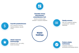 infografika opisuj&#261;ca czynniki wp&#322;ywaj&#261;ce na wyb&oacute;r odpowiedniego hostingu