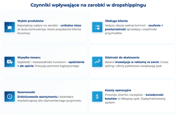 infografika przedstawiaj&#261;ca czynniki wp&#322;ywaj&#261;ce na wysoko&#347;&#263; zarobk&oacute;w w dropshippingu