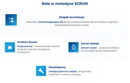 infografika przedstawiaj&#261;ca role w metodyce scrum