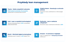 infografika przedstawiaj&#261;ca przyk&#322;ady lean management