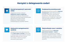 infografika przedstawiająca korzyści z delegowania zadań