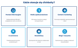infografika przedstawiaj&#261;ca, gdzie stosuje si&#281; clickbaity