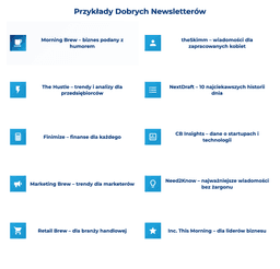 infografika przedstawiająca przykłady dobrych newsletterów