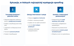 infografika przedstawiaj&#261;ca sytuacje, w kt&oacute;rych najcz&#281;&#347;ciej wyst&#281;puje spoofing