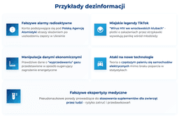 infografika przedstawiaj&#261;ca przyk&#322;ady dezinformacji