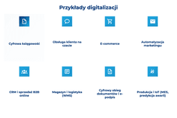 infografika przedstawiająca przykłady digitalizacji
