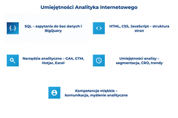 infografika przedstawiająca umiejętności analityka internetowego
