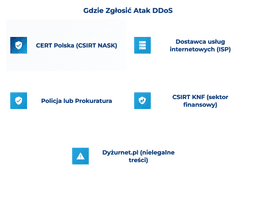 infografika przedstawiająca, gdzie zgłosić atak ddos