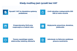 infografika przedstawiająca kiedy możliwy jest ryczałt bez VAT