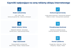 infografika przedstawiaj&#261;ca czynniki wp&#322;ywaj&#261;ce na cen&#281; reklamy sklepu internetowego