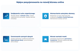 infografika przedstawiaj&#261;ca jak pozycjonowanie stron wp&#322;ywa na rozw&oacute;j biznesu online