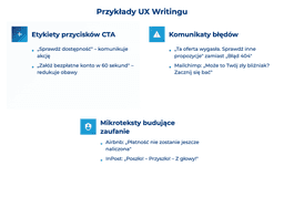 infografika przedstawiająca przykłady ux writingu