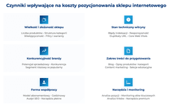 infografika przedstawiaj&#261;ca czynniki wp&#322;ywaj&#261;ce na koszty pozycjonowania sklepu internetowego