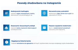 infografika przedstawiaj&#261;ca powody shadowbana na Instagramie