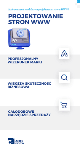 infografika przedstawiająca znaczenie dobrze zaprojektowanej strony www
